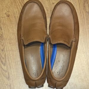 Clarks Tan Leather Slip-On Loafers